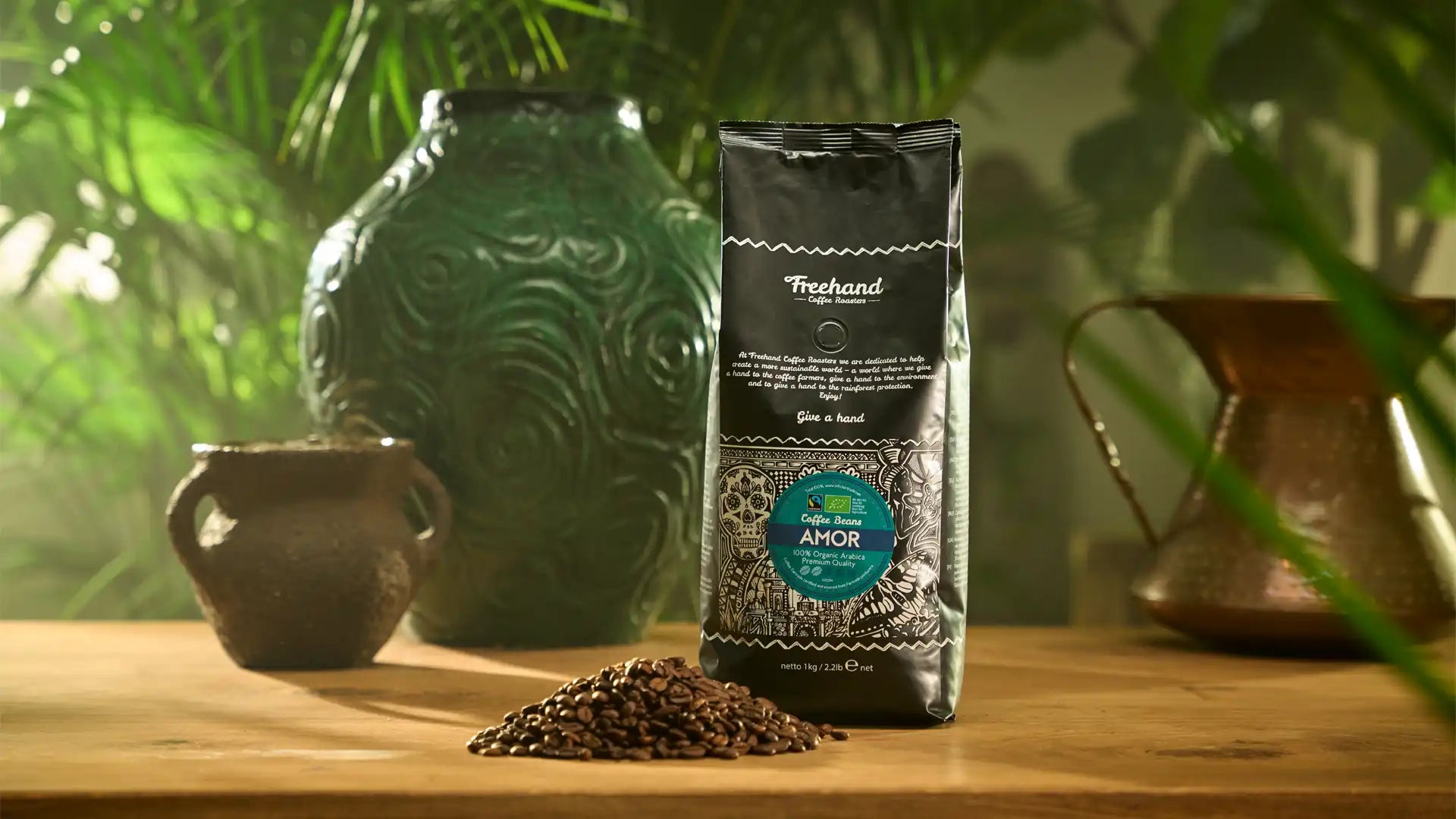 Amor kaffepose med kaffebønner