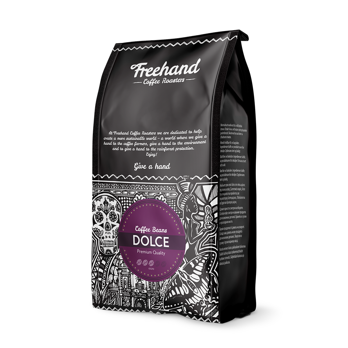 Pose med Freehand Dolce kaffebønner