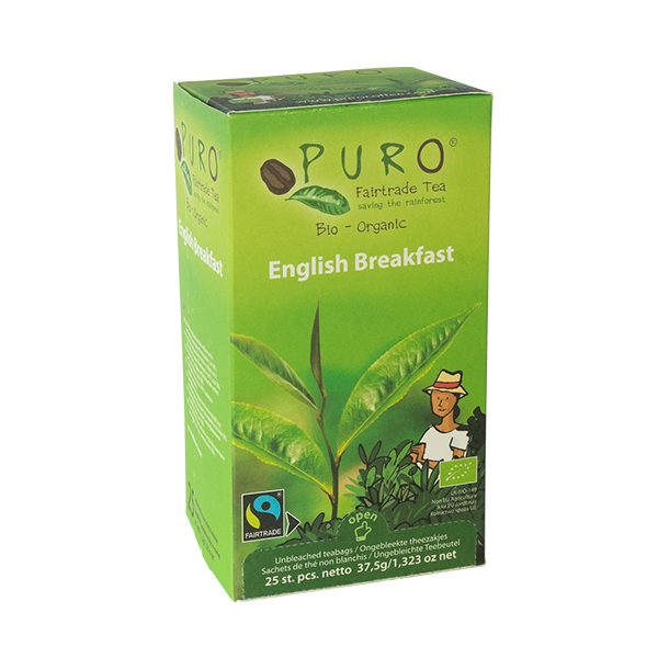 Kasse med Puro English Breakfast brevte