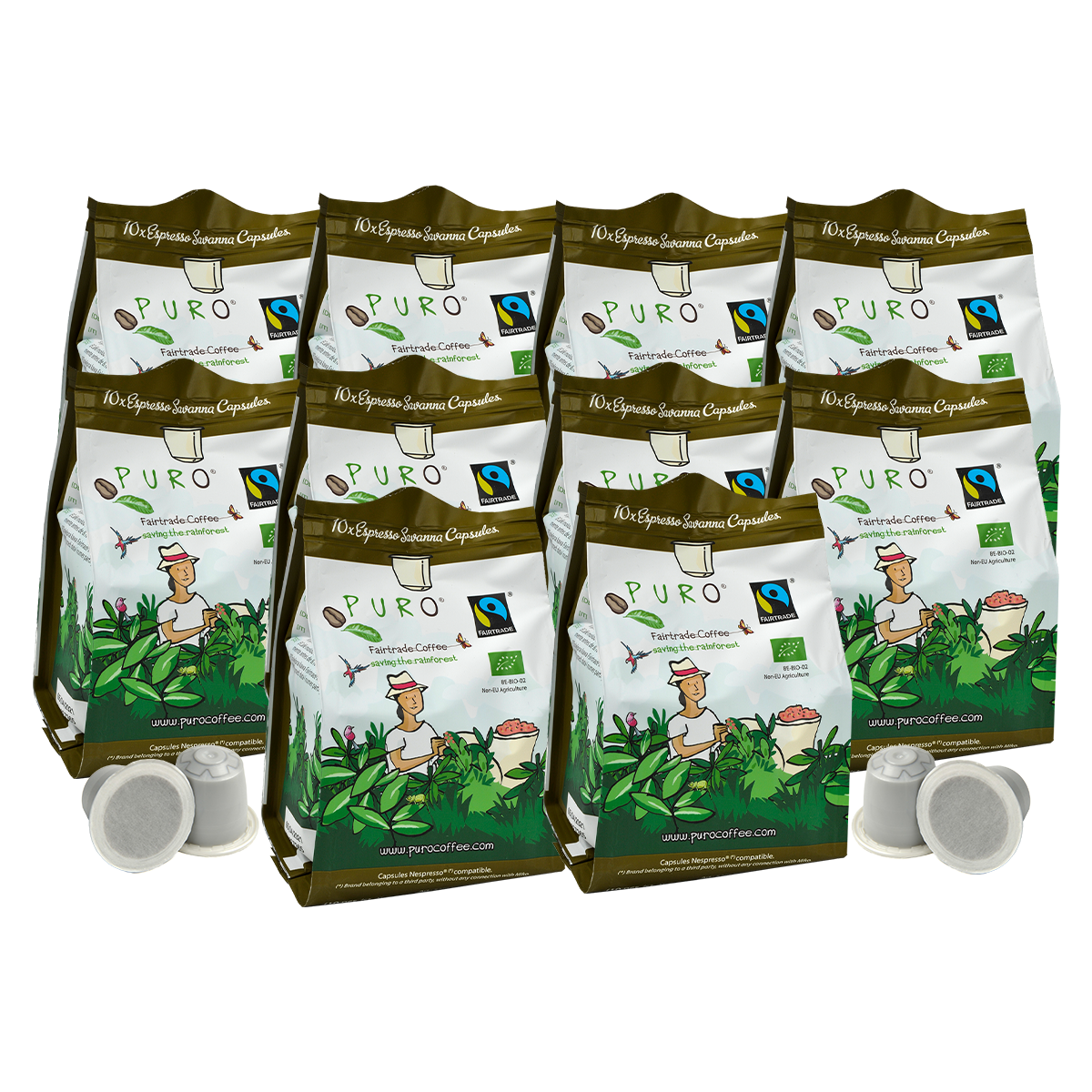 10 poser Puro Savanna kaffekapsler