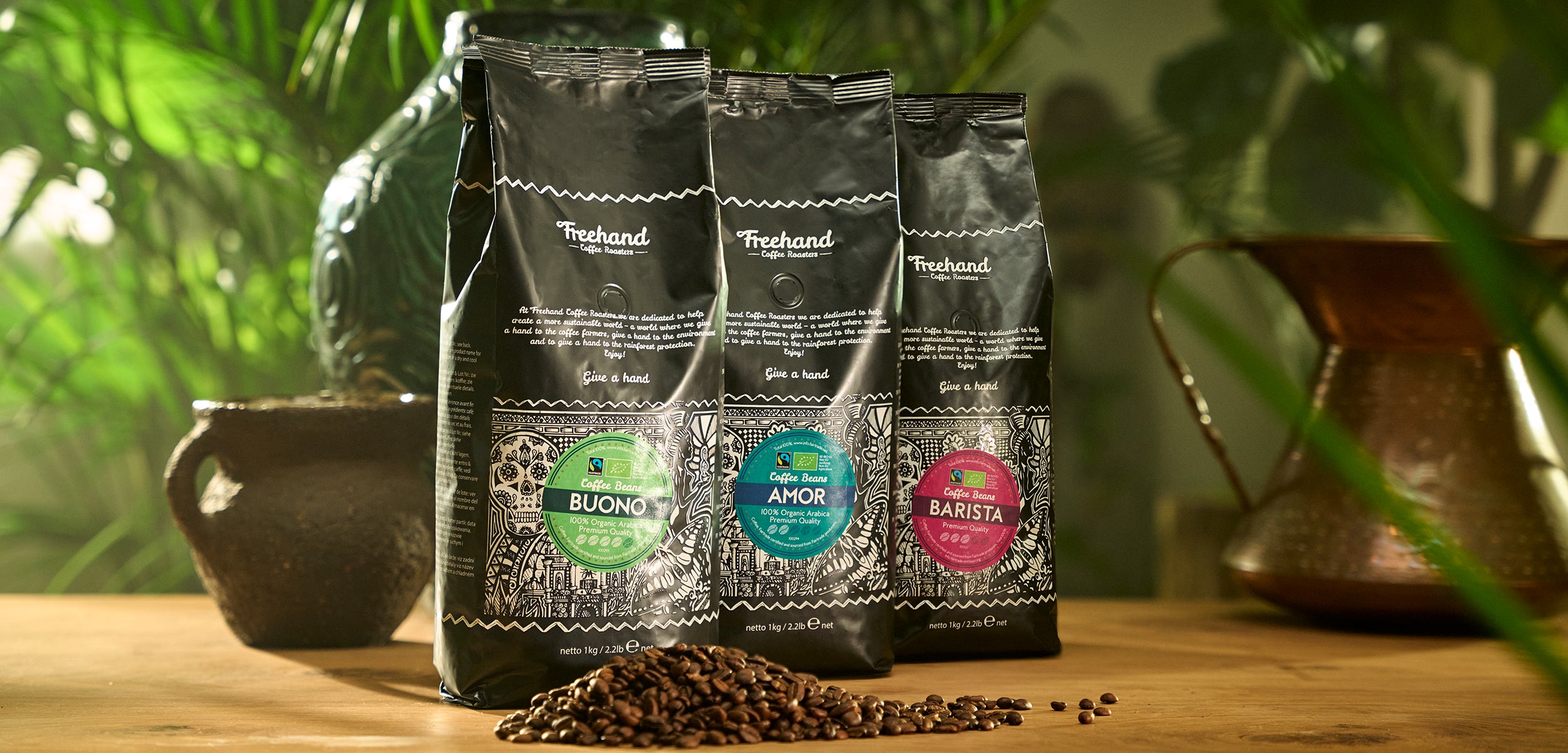 Kaffebønner Buono, Amor og Barista