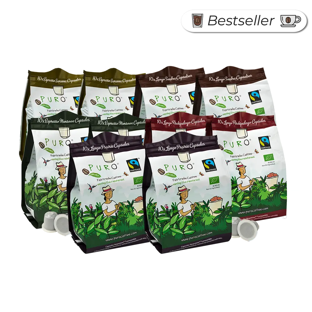 Puro 100 stk. kaffe kapsler smagskasse