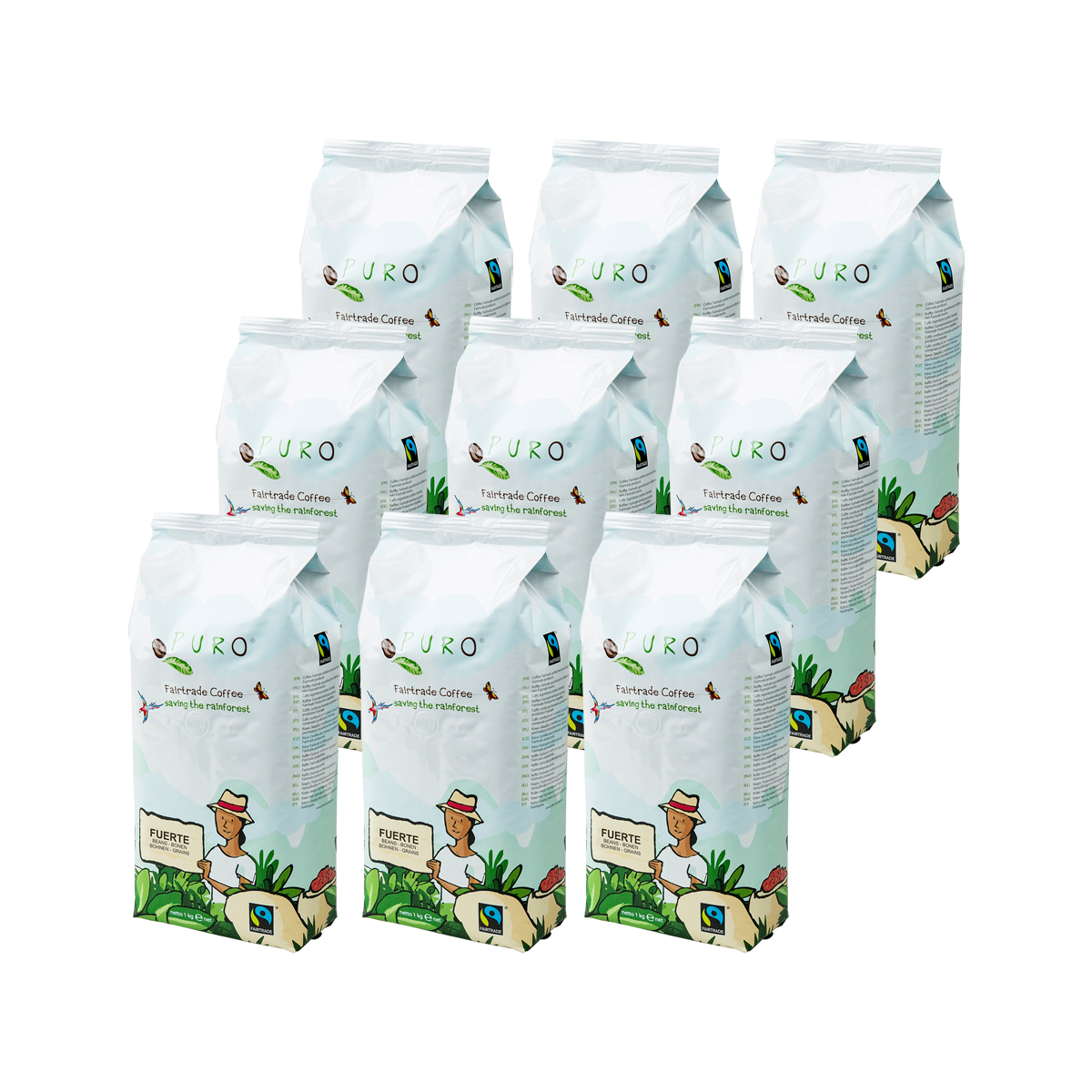 puro fuerte kaffebønner 9 kg