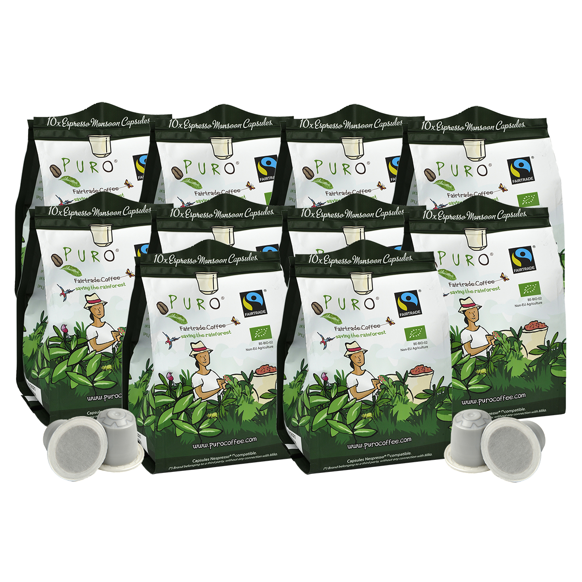10 poser Puro Monsoon kaffekapsler