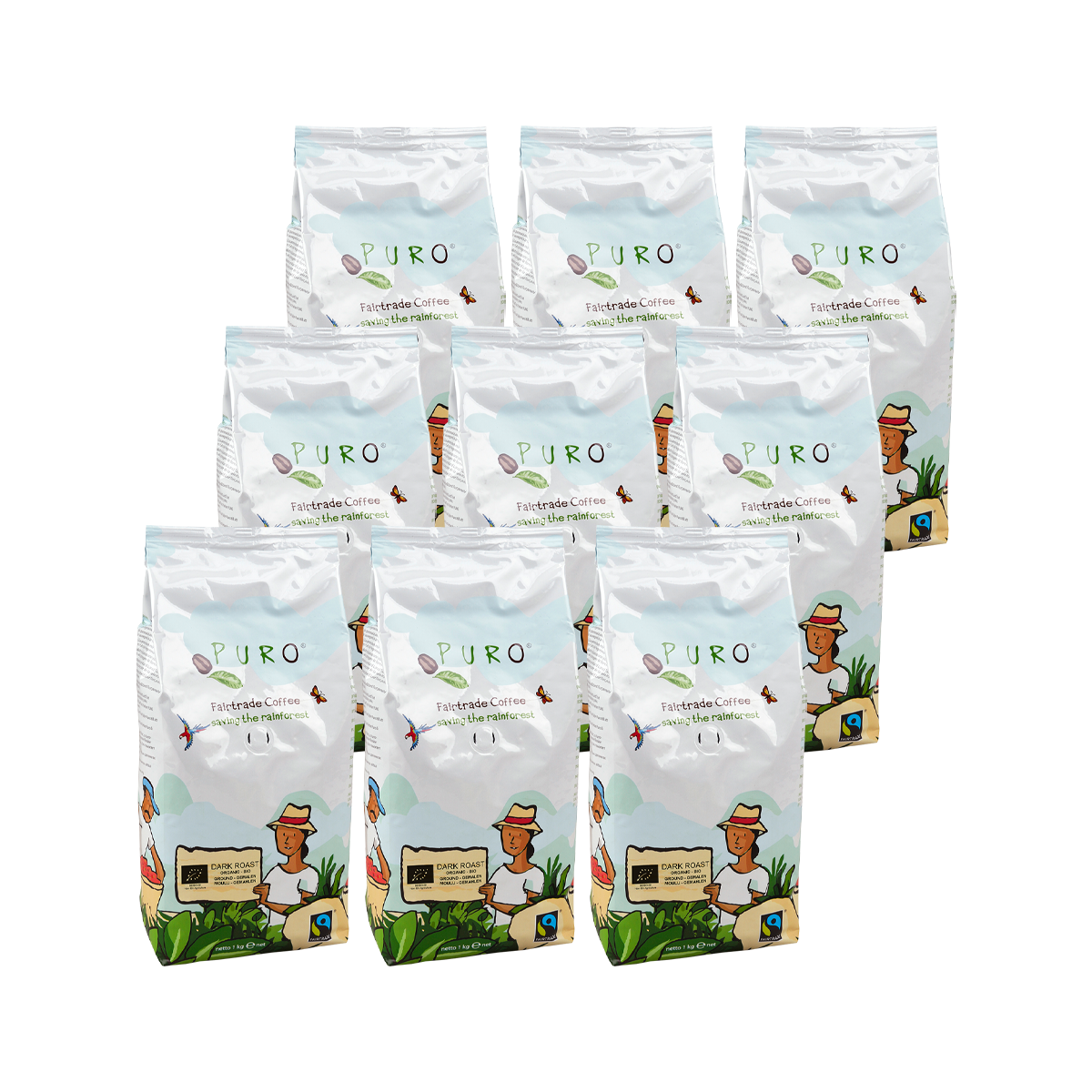 puro organic darkroast filterkaffe 9 kg