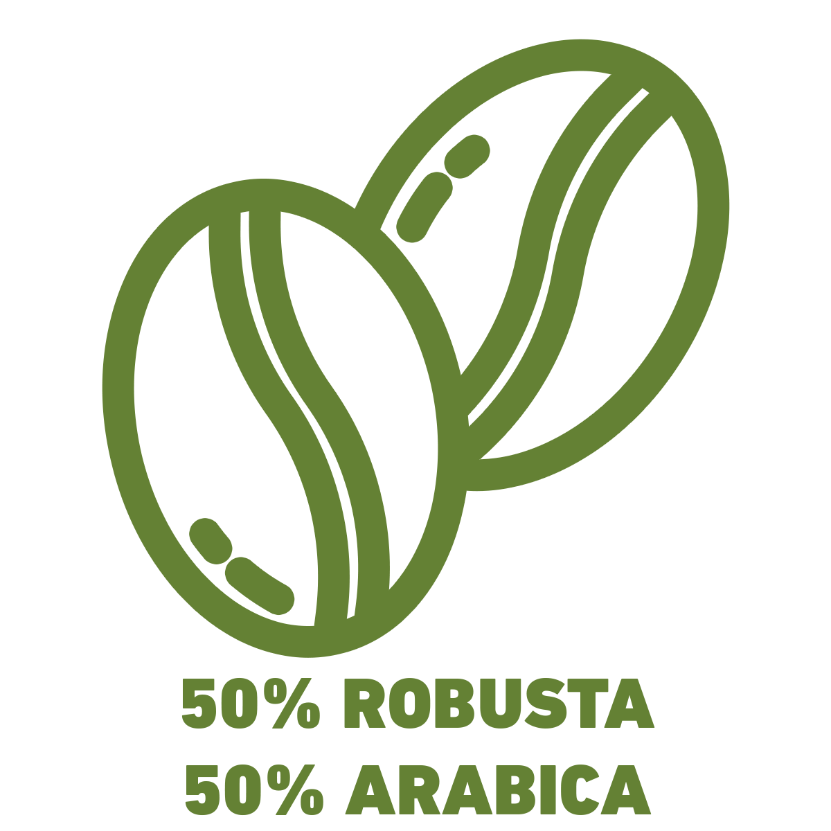 50% Robusta 50% arabica
