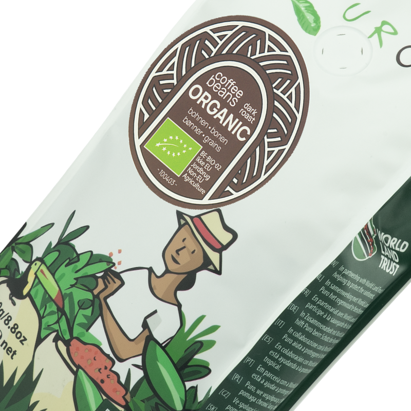 Puro Organic Dark Roast Kaffebønner 250 g.