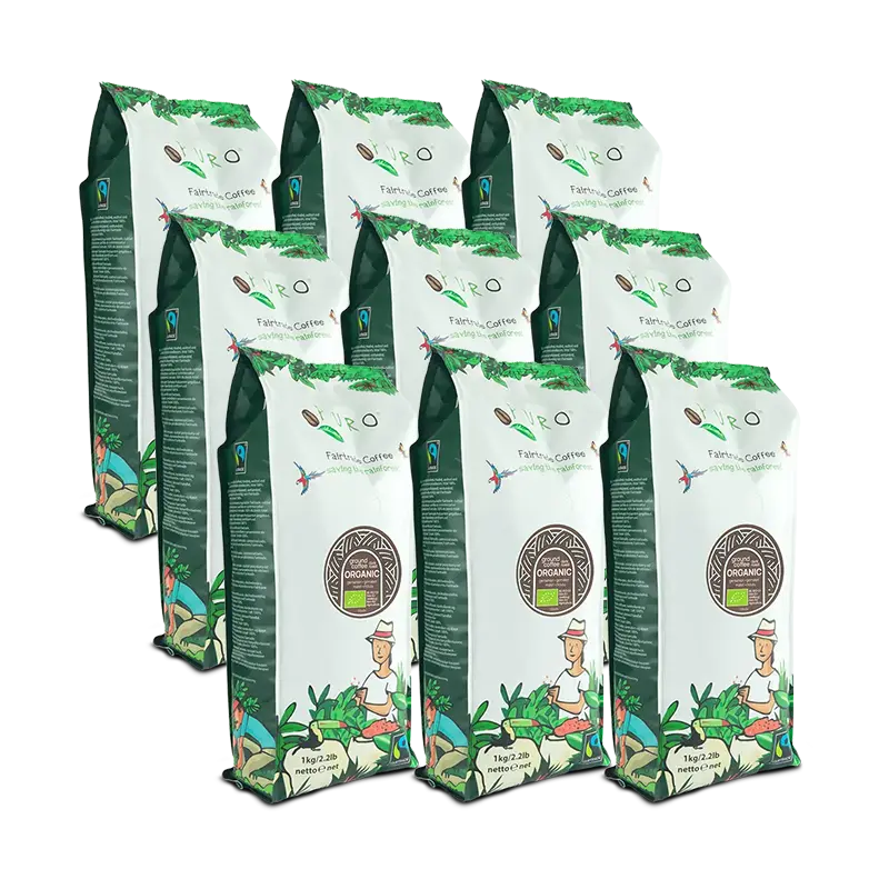 Puro Organic Dark Roast Filterkaffe smagskasse 9 kg.