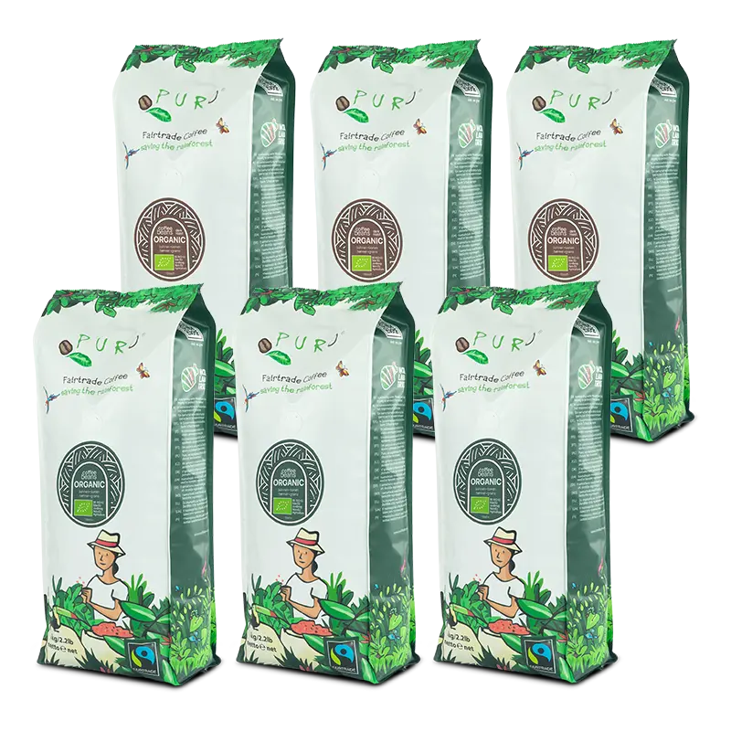 Puro Organic kaffe smagskasse 6 kg.